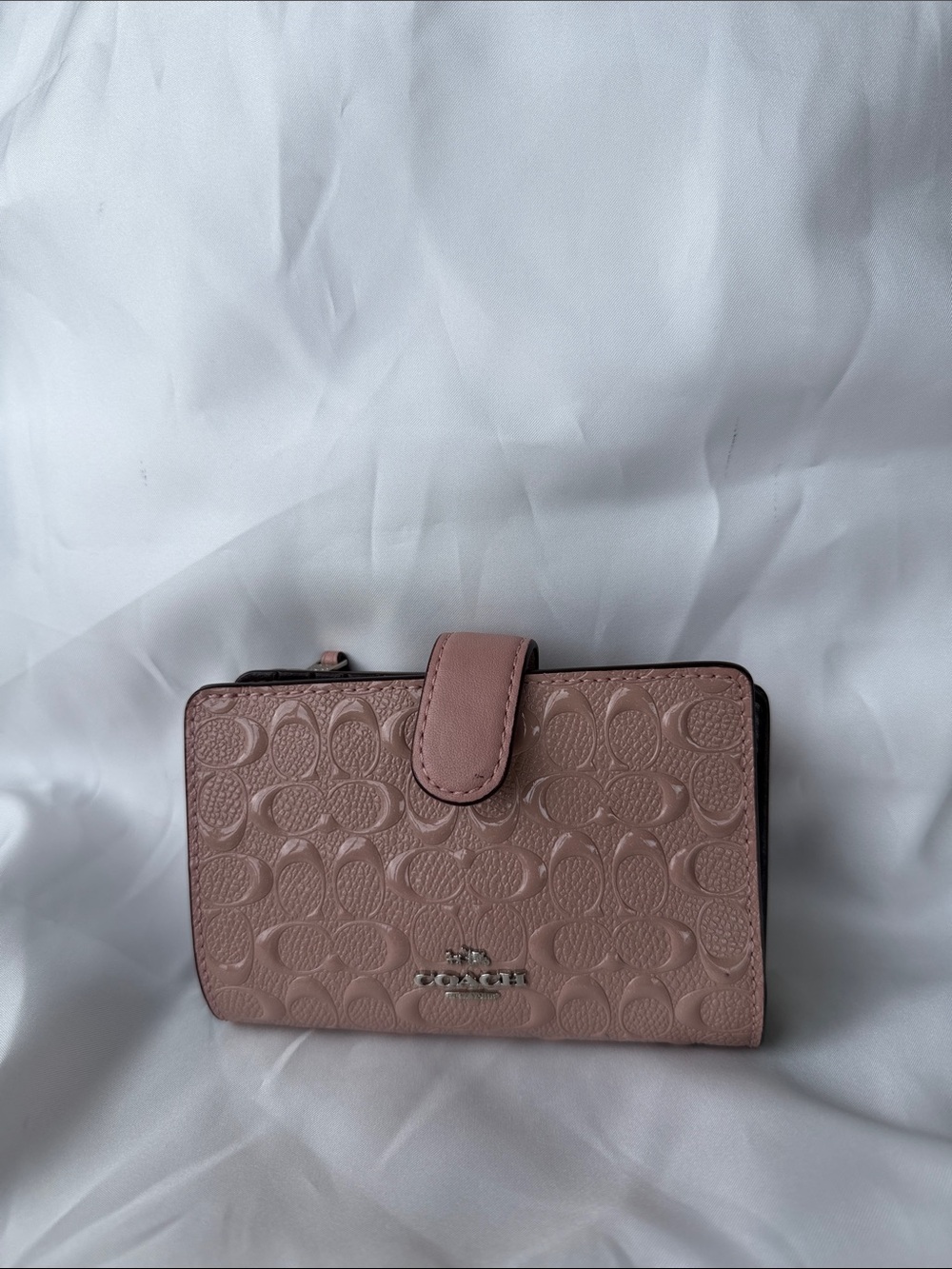 Coach Signature Embossed Leather Compact Wallet -